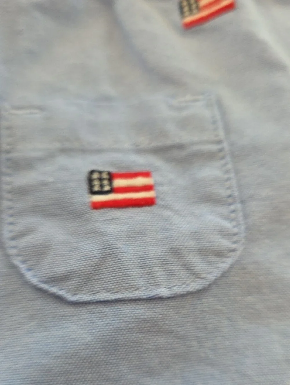 Jack by BB Dakota Light Blue Embroidered Flag Overalls